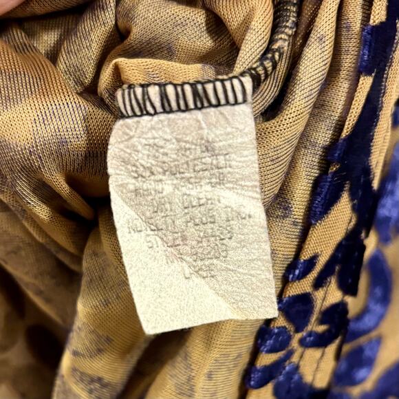 Y2K, 90s, Whimsigoth Faux-sheer Blue Velvet Long Sleeve Top scoop-neck, size L - Picture 6 of 6